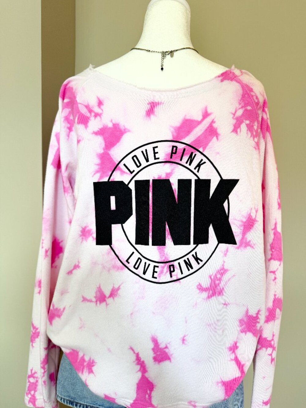 Victoria’s Secret Pink Vintage Boat Neck Sweatshirt – Size Small